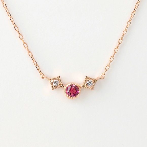 Catbird Jewelry - Pink tourmaline and diamond rose gold necklace